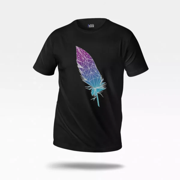 تیشرت پر طرح هندسی آبی (Geometric Feather)