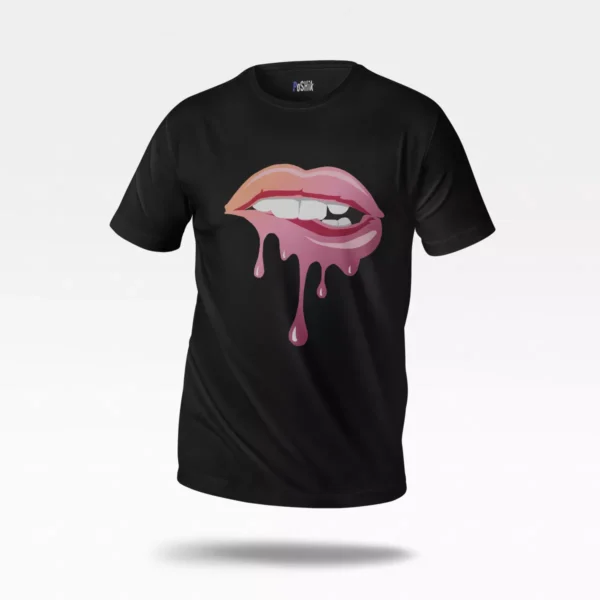 تیشرت لب طرح صورتی چکه‌دار (Dripping Lips)