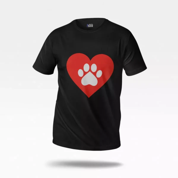 تیشرت قلب طرح رد پا قرمز (Paw Heart)