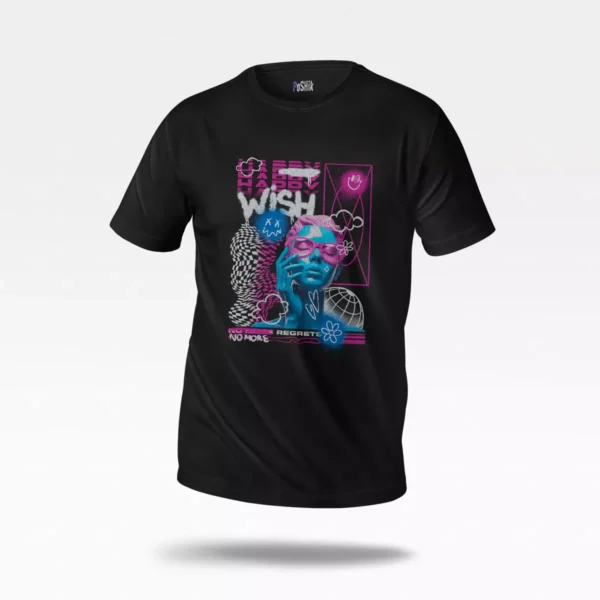 تیشرت طرح Happy Wish No More Regrets