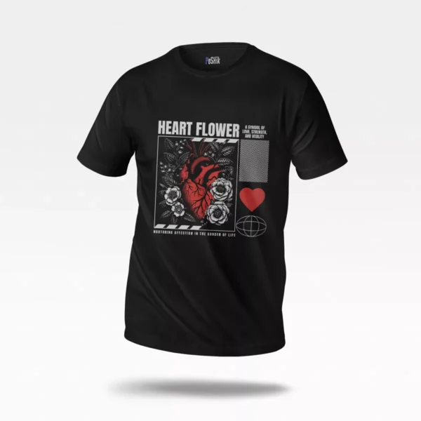 تیشرت قلب طرح Heart Flower