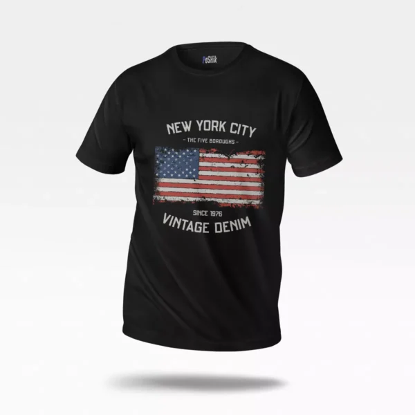 تیشرت پرچم طرح New York City Vintage Denim