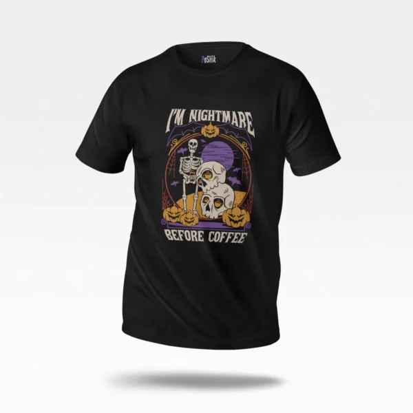 تیشرت هالووین طرح I'm Nightmare Before Coffee