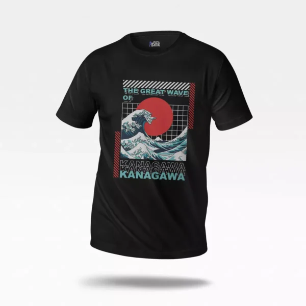 تیشرت ژاپنی طرح موج بزرگ کاناگاوا (The Great Wave)