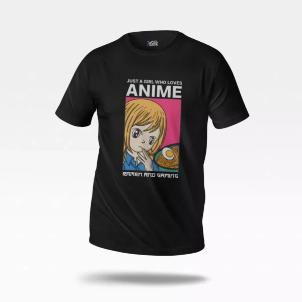 تیشرت نوشته Just a girl who loves Anime مدل فانتزی
