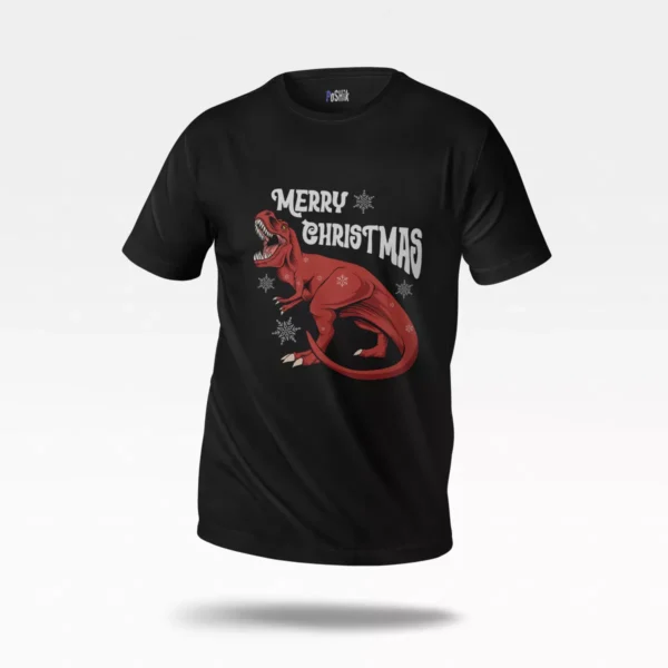 تیشرت کریسمس طرح دایناسور قرمز (Merry Christmas)