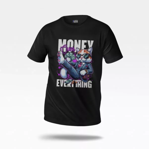 تیشرت گربه پولدار طرح Money Over Everything