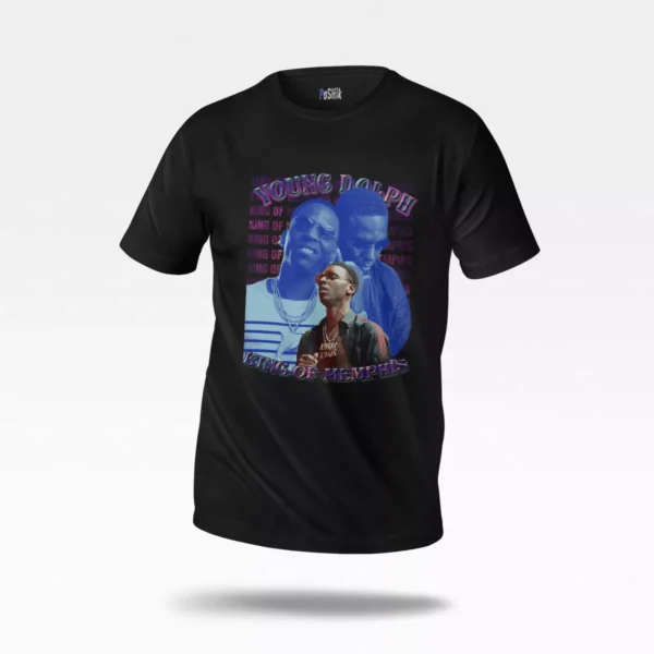 تیشرت یانگ دولف طرح آبی King of Memphis (Young Dolph)
