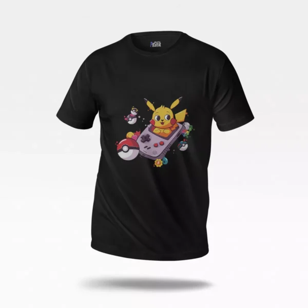 تیشرت پوکمون طرح پیکاچو و گیم‌بوی بنفش (Pikachu)