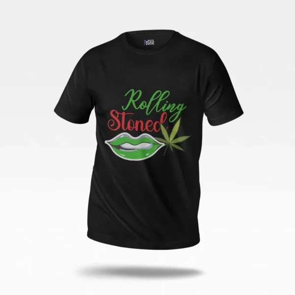 تیشرت طرح لب و برگ Rolling Stoned