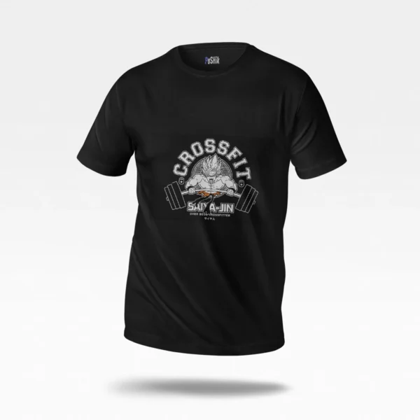 تیشرت انیمه دراگون بال طرح گوکو بدنسازی (Saiyan CrossFit)