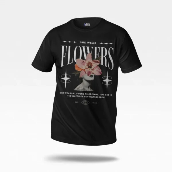 تیشرت طرح She Wears Flowers