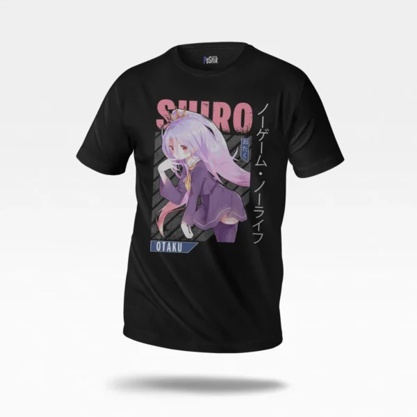 تیشرت انیمه No Game No Life طرح شیرو زانو زده (Shiro)