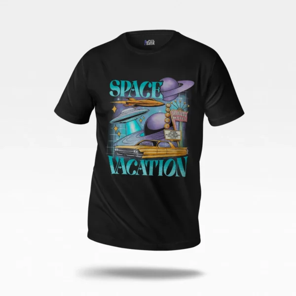 تیشرت طرح Space Vacation رترو