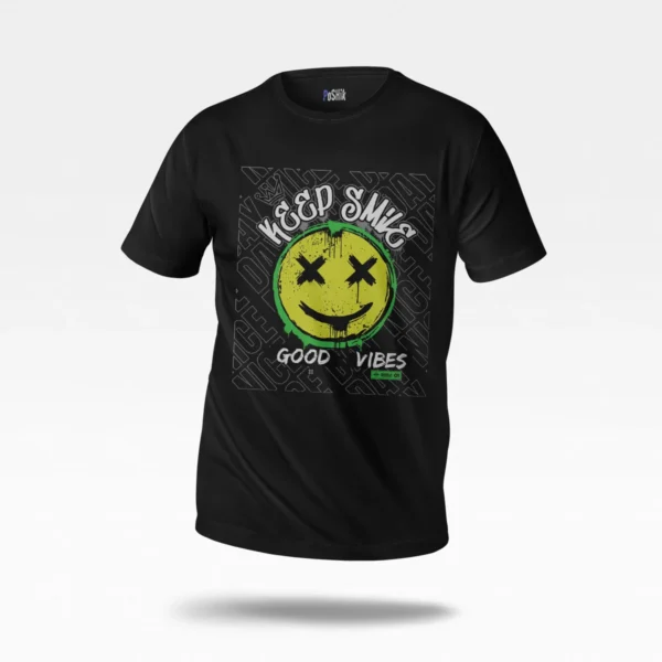 تیشرت اسمایلی طرح Keep Smile Good Vibes