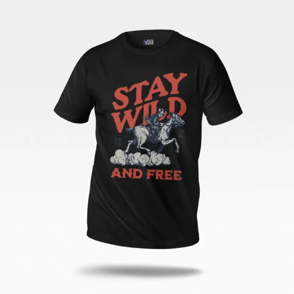 تیشرت اسب‌سوار طرح Stay Wild and Free