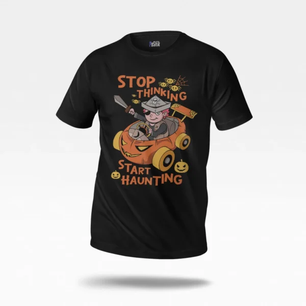 تیشرت هالووین طرح Stop Thinking Start Haunting