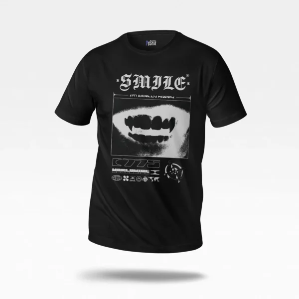 تیشرت حال و هوای دارک طرح Smile