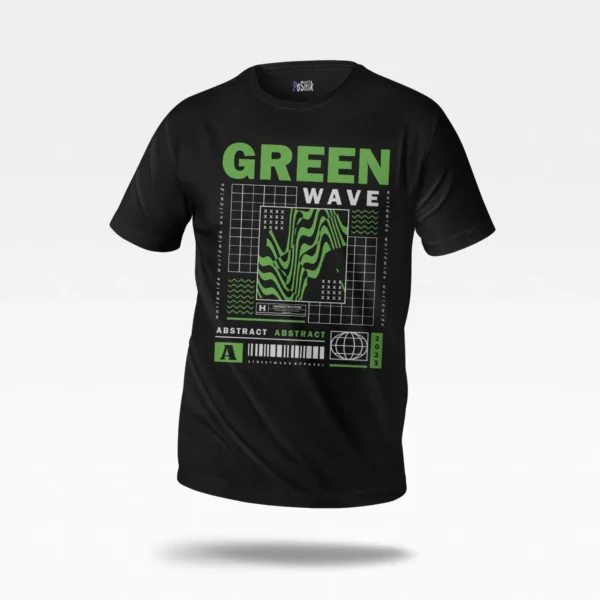 تیشرت آبستره طرح Green Wave