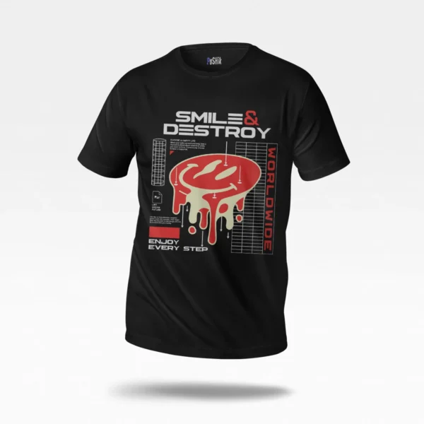 تیشرت طرح Smile & Destroy