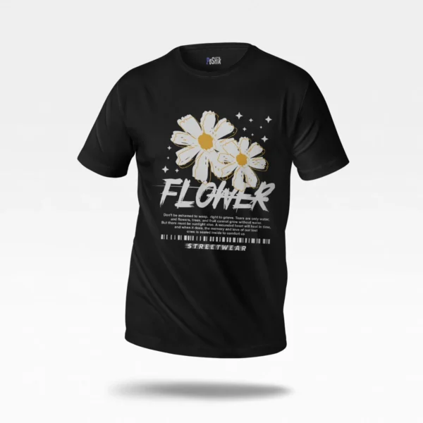 تیشرت گل سفید طرح Flower Streetwear