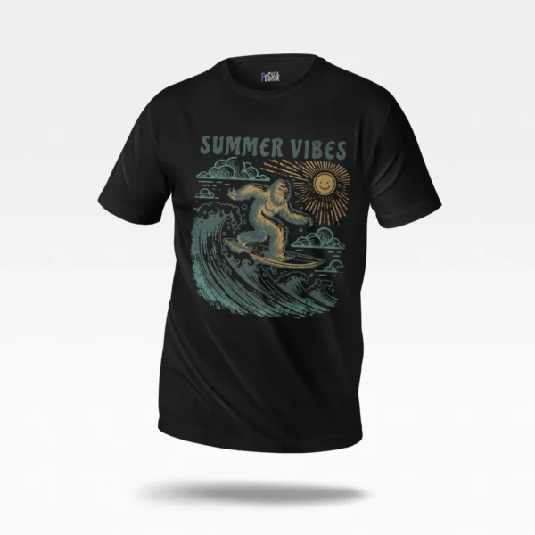 تیشرت تابستانی خرس موج‌سوار طرح Summer Vibes