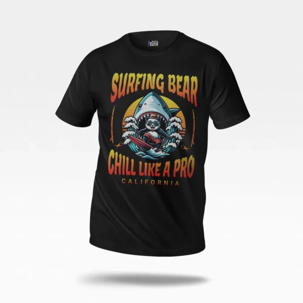 تیشرت تابستانی خرس موج‌سوار طرح Surfing Bear