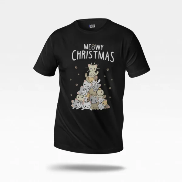 تیشرت گربه طرح کریسمسی Meowy Christmas