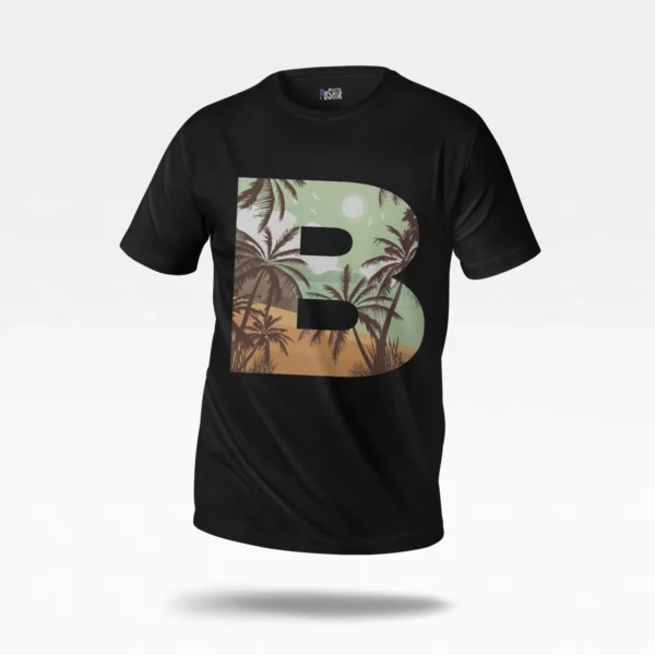 تیشرت طرح حرف B و نخل غروب (Letter B Sunset)