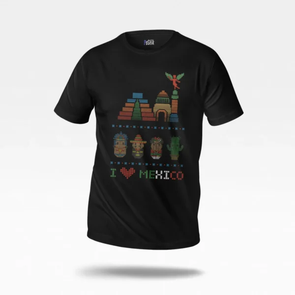 تیشرت طرح هرم آزتک I Love Mexico