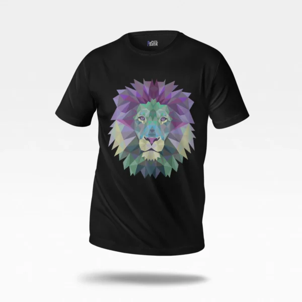 تیشرت شیر طرح هندسی رنگارنگ (Geometric Lion)
