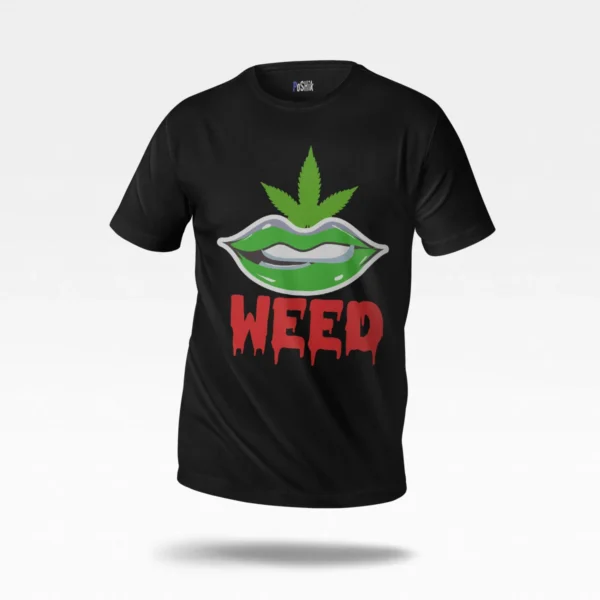 تیشرت نوشته Weed طرح لب گرافیکی