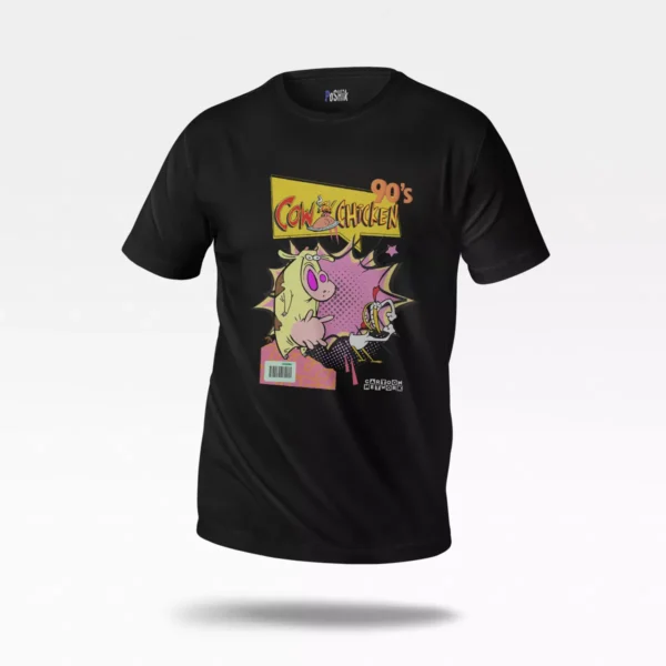 تیشرت کارتون گاو و مرغ طرح دهه نودی (Cow and Chicken)