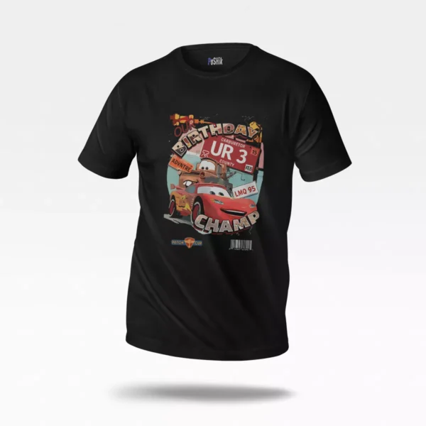 تیشرت ماشین‌ها طرح تولد کارتونی (Cars Birthday)