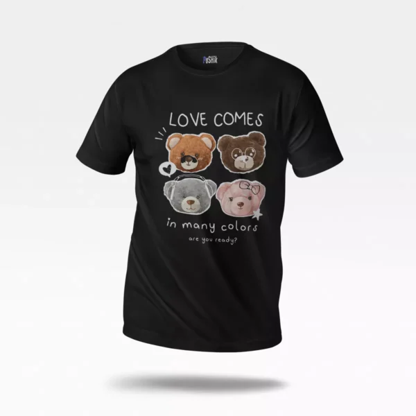 تیشرت خرس عاشقانه طرح Love Comes in Many Colors