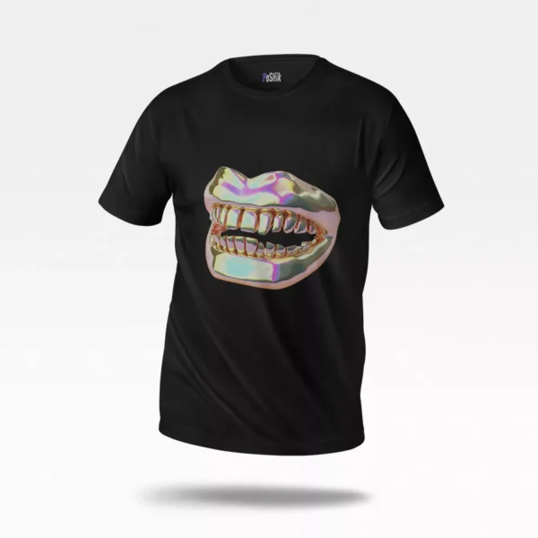 تیشرت طرح دندان طلا براق (Chrome Grillz)