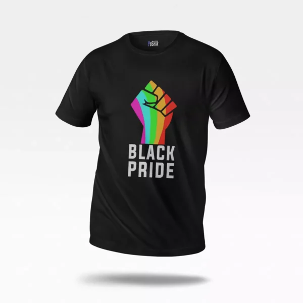 تیشرت طرح مشت رنگین‌کمانی Black Pride