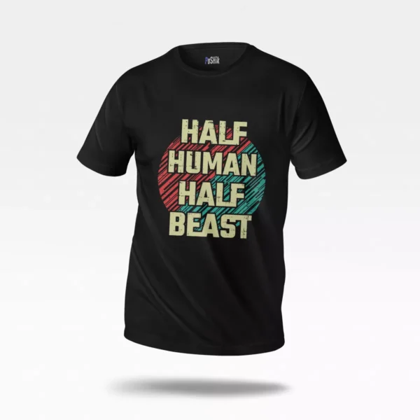 تیشرت بدنسازی طرح Half Human Half Beast