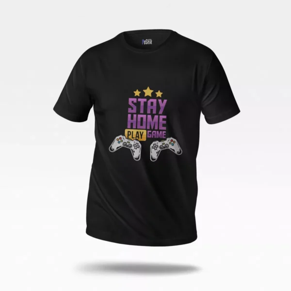 تیشرت گیمینگ طرح نوشته Stay Home Play Game