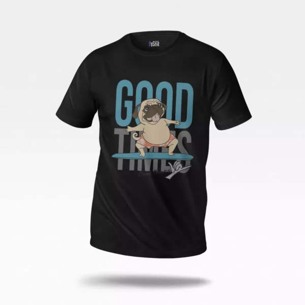تیشرت سگ طرح پگ موج سوار کارتونی (Good Times)