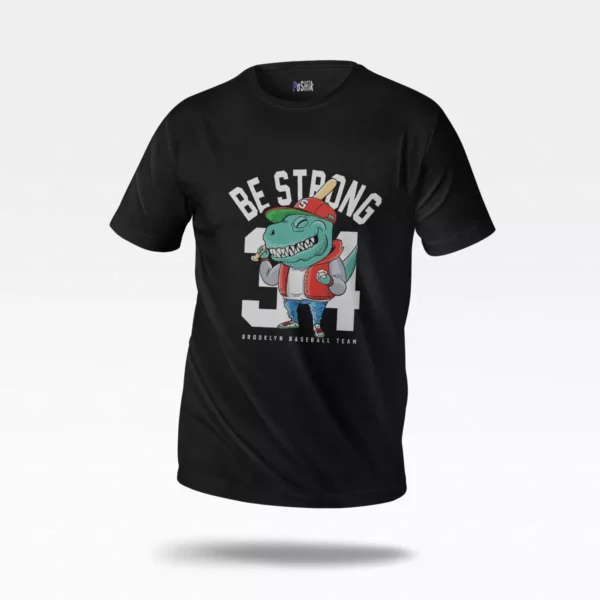 تیشرت کارتونی دایناسور طرح Be Strong Brooklyn Baseball