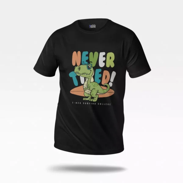 تیشرت دایناسور موج‌سوار طرح Never Stop