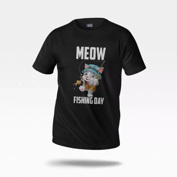 تیشرت گربه ماهیگیری طرح Meow Fishing Day