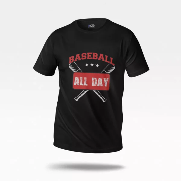 تیشرت بیسبال طرح All Day با چوب ضربه