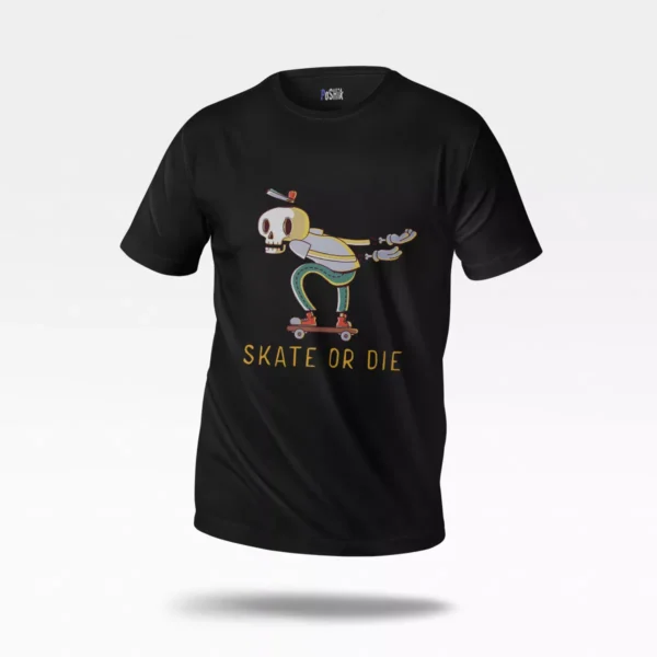 تیشرت کارتونی طرح اسکلت اسکیت‌بورد Skate Or Die
