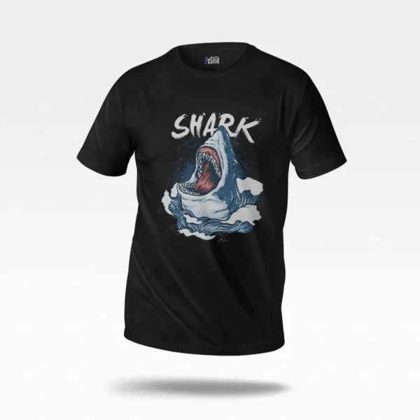 تیشرت طرح کوسه سفید بزرگ عصبانی در امواج دریا (Shark)