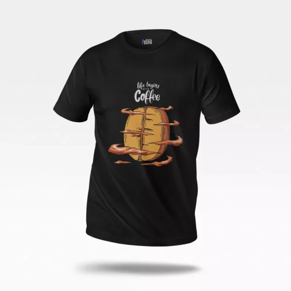 تیشرت قهوه طرح Life Begins After Coffee