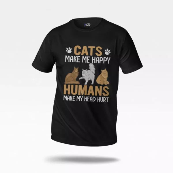تیشرت گربه طرح Cats Make Me Happy