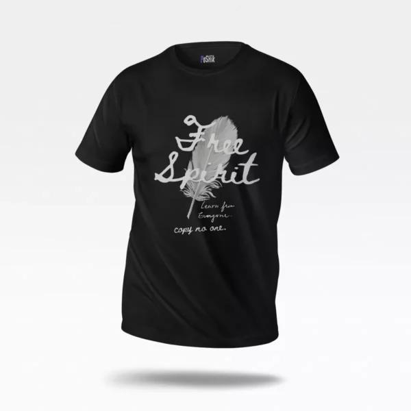 تیشرت نوشته Free Spirit طرح پر آزاد