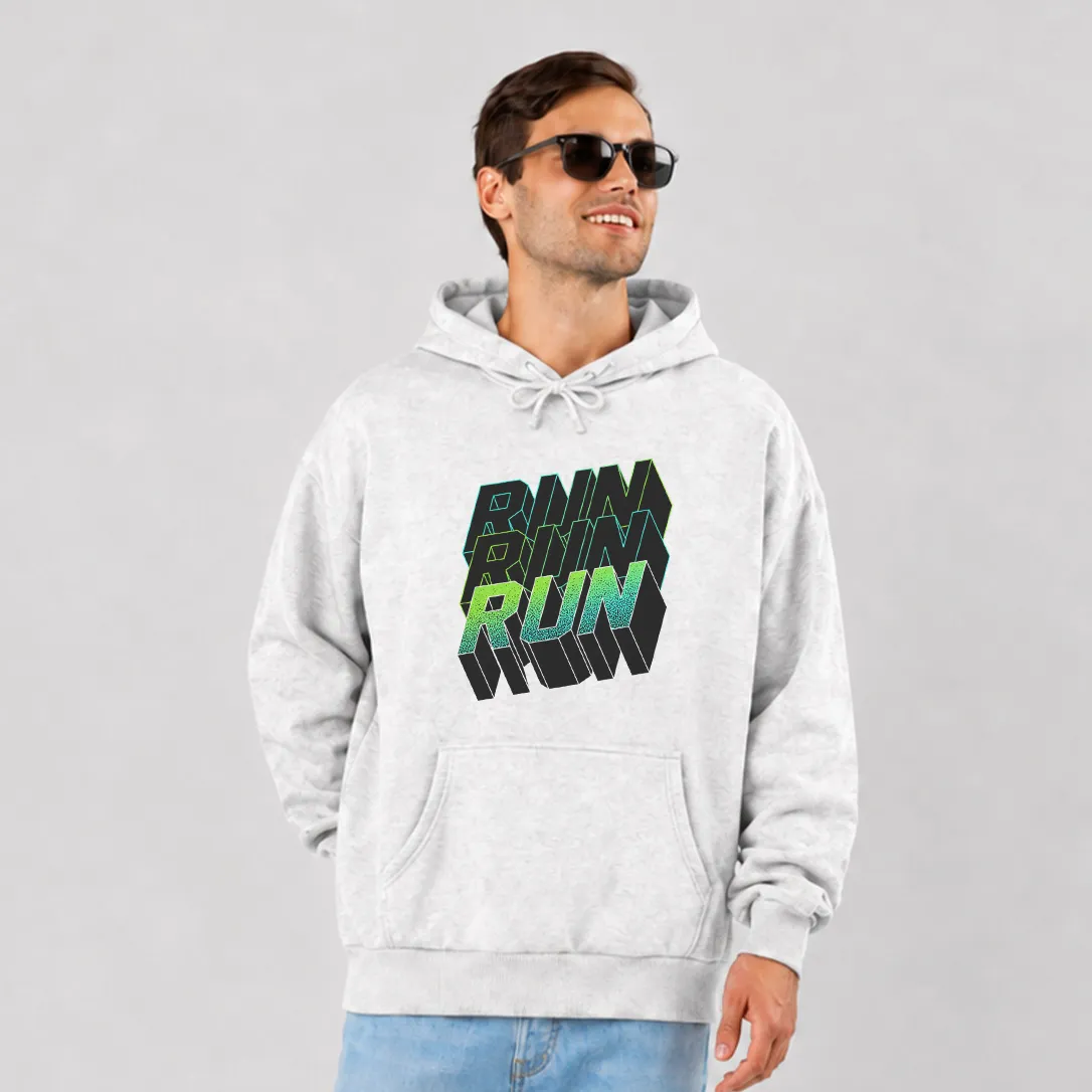 هودی تایپوگرافی سه‌بعدی Run Run Run سبز